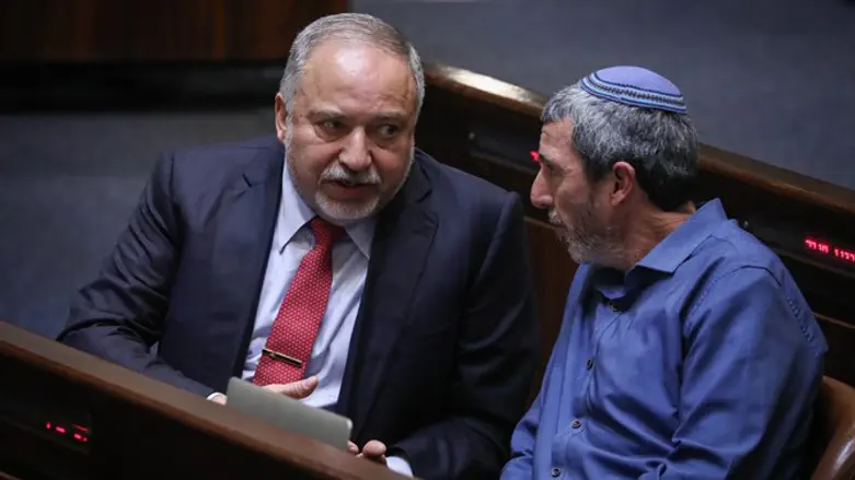 MK Avigdor Liberman with United Right leader MK Rafi Peretz