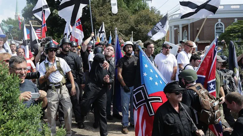 White nationalists at Unite the Right rally in Charlottesville, Aug. 12, 2017