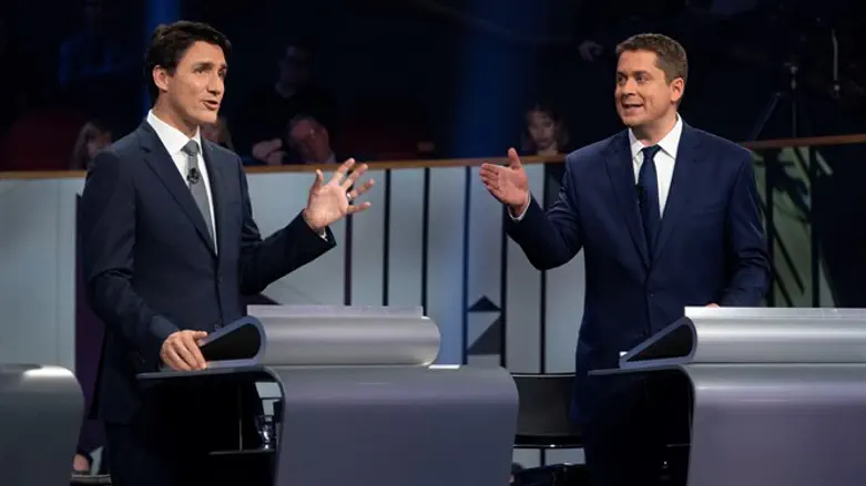 Justin Trudeau and Andrew Scheer at pre-election debate, October 10th 2019
