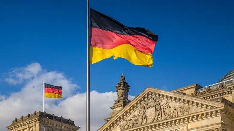 German flags at Reichstag, Berlin, Germany