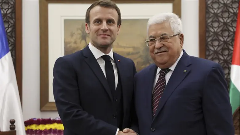 Emmanuel Macron and Mahmoud Abbas