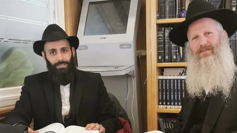 Daniel and Harav Yoav Robinson, in the Chabad yeshivah in Ramat Aviv