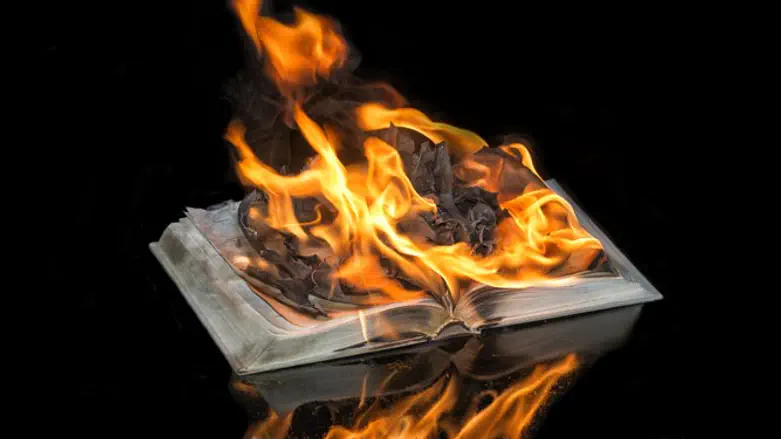 book burning (illustration)
