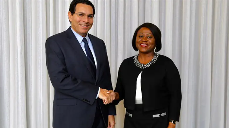 Israel's Ambassador Danny Danon and Ghana's Ambassador Martha Pobee