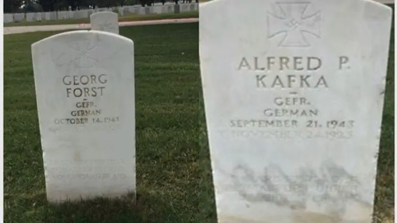 POW headstones with swastikas at the Fort Sam Houston National Cemetery