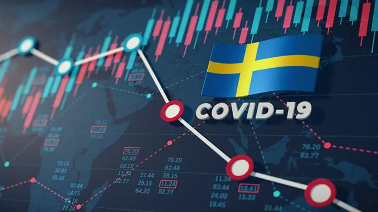 Swedish flag with coronavirus data