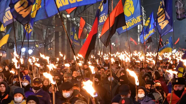 Annual event in honor of Stepan Bandera march through Kyiv, Ukraine