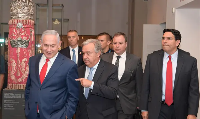 Нетаньяху, Гутерриш и Данон в Музее Израиля