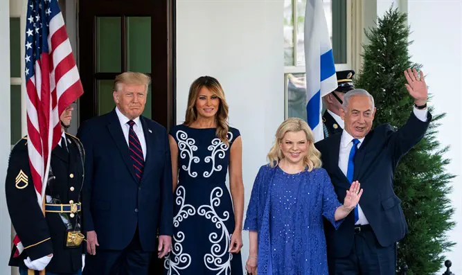 Биньямин и Сара Нетаньяху на встрече с Дональдом и Меланией Трамп